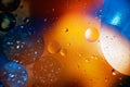 oil with bubbles on a colorful background. Abstract background. Soft selective focus