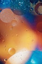 oil with bubbles on a colorful background. Abstract background. Soft selective focus