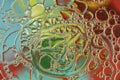 Oil bubbles on water abstract form in glass tank Royalty Free Stock Photo