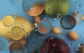 Oil bubbles on water abstract form in glass tank Royalty Free Stock Photo