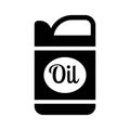 Oil canister for motor car machine Black silhouette, isolated on white background, vector. Royalty Free Stock Photo