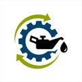 oil change icon logo vector. silhouette of oil canister bottle gear and circle arrow .symbol for automotive machine engine