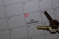 Oil Change write on calendar. Date 17. Reminder or Schedule Concepts