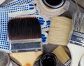 Oil Colors and Paint Brushes Royalty Free Stock Photo
