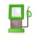 Fuel gun. Petrolic nozzle 3d gas pump filling dispenser of gasoline refuel station, petrol pistol. 3D vector in cartoon style.