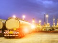 Oil container truck in petrochemical refinery industry estate Royalty Free Stock Photo