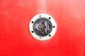 Oil cover - lock - old red classic car door Royalty Free Stock Photo