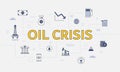 Oil crisis concept with icon set with big word or text on center Royalty Free Stock Photo