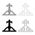 Oil derrick rig gusher set icon grey black color vector illustration image solid fill outline contour line thin flat style Royalty Free Stock Photo