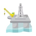 Oil derrick in sea cartoon Royalty Free Stock Photo