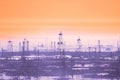 Oil derricks on early morning