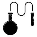 Oil distillation Flask for chemical reagents with test tube using a thin tube Chemical reaction concept icon black color vector