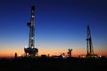 Oil drilling derrick and lights Royalty Free Stock Photo