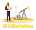 Oil drilling engineer semi flat RGB color vector illustration Royalty Free Stock Photo