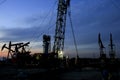 Oil drilling platform in the beautiful night