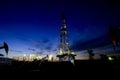 Oil drilling platform in the beautiful night