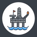 Oil drilling platform icon, offshore rig