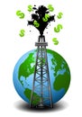 Oil Drilling Rig Earth With Money Royalty Free Stock Photo