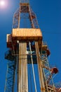 Oil drilling rig operation on the oil platform in oil and gas industry. Industrial concept.