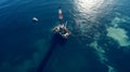 Oil drilling rig in the sea, semi submersible, aerial view