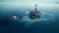 Oil drilling rig in the sea, semi submersible, aerial view