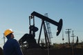 Oil drilling worker at oil field