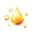 Oil drop gold shining icon. Vitamin. Shining golden substance drop. Vector Royalty Free Stock Photo