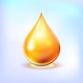 Oil drop gold shining icon. Vitamin. Shining golden substance drop. Vector