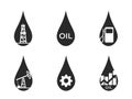 Oil drop icon set. oil and fuel industry symbols. isolated vector image Royalty Free Stock Photo