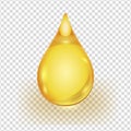 Oil gold drop isolated on transparent background