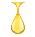 Oil drop realistic. Yellow droplet 3D. Gold honey or petroleum droplets, icon of shiny essential aroma or olive cooking oils,