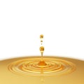 Oil drop with ripple, golden yellow liquid or Engine Lubricant oil 3d illustration