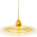 Oil drop with ripple, golden yellow liquid or Engine Lubricant oil 3d illustration