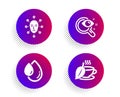 Oil drop, Vision test and Face biometrics icons set. Mint tea sign. Serum, Eyesight check, Facial recognition. Vector