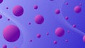 Oil droplets in the form of circles and ovals are located chaotically on the water surface, dark macro pink abstract background Royalty Free Stock Photo