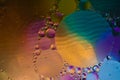 Oil drops on water with a colorful background