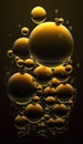 Oil drops in water on a dark background. 3d illustration. Royalty Free Stock Photo
