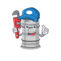 Oil drum in the cartoon shape plumber