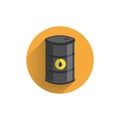 Oil drum container. barrel flat icon with shadow. pollution icon