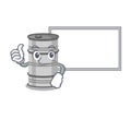 Oil drum Cute character thumbs up with board Royalty Free Stock Photo