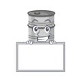 Oil drum Cute character thumbs up with board Royalty Free Stock Photo