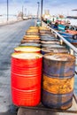 Oil drums on jetty