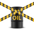 Oil Embargo. Vector 3d Realistic Metal Enamel Oil Barrel Isolated on White. Crude Oil Embargo Concept Background Royalty Free Stock Photo