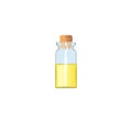 Oil empty phial with yellow liquid and cork, tranparent icy-white vial, scent bottle, medicine bottle