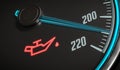 Oil and engine malfunction warning light control in car dashboard. 3D rendered illustration Royalty Free Stock Photo