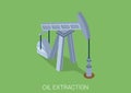 Oil extraction derrick flat 3d web isometric infographic concept