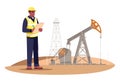 Oil extraction engineering semi flat RGB color vector illustration Royalty Free Stock Photo