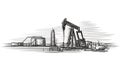 Oil extraction isolated vector illustration.
