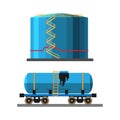 Oil extraction truck and container vector illustration Royalty Free Stock Photo