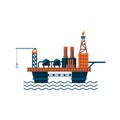 Oil Factory Platform on Water. Vector Illustartion